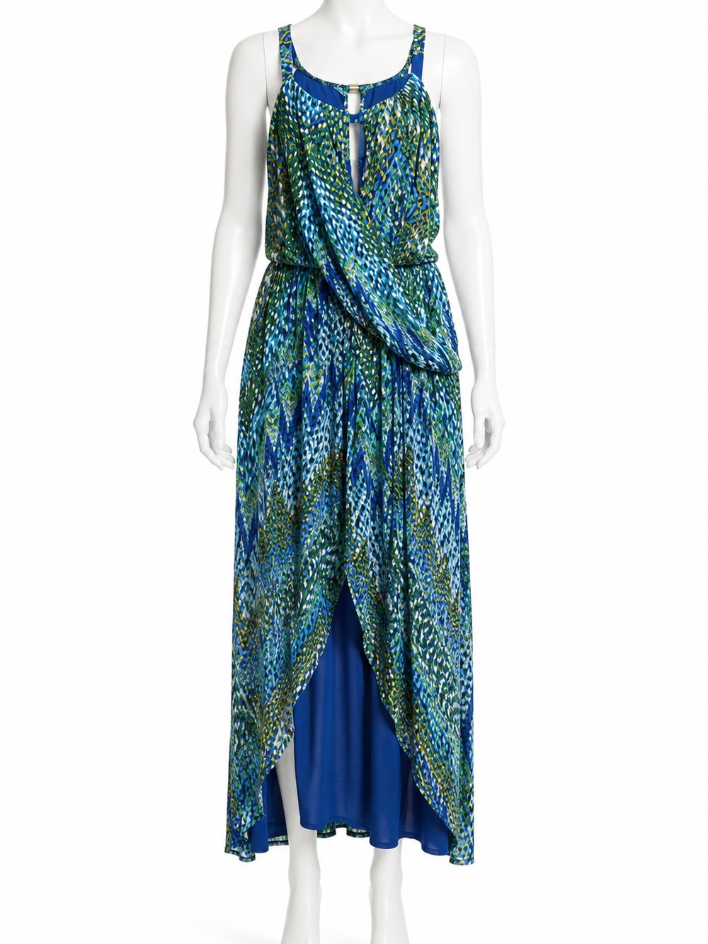 Enfocus Studio Blue and Green Printed Midi Dress